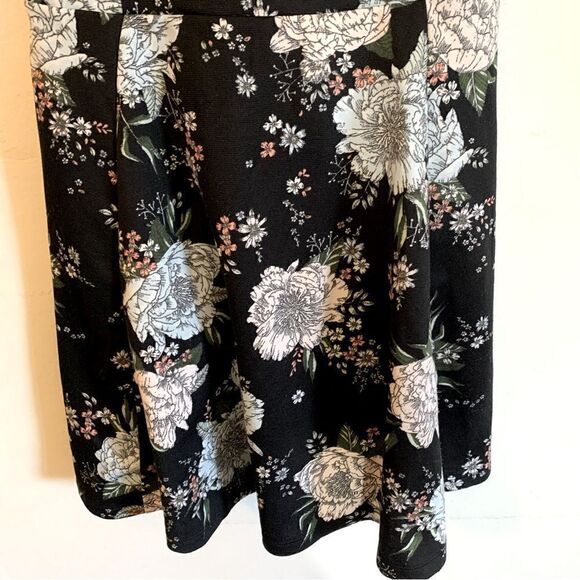 H&M Divided Floral Mini Dress Stretch Black Baby Blue Pink Sz 8 Gorgeous - Picture 5 of 6